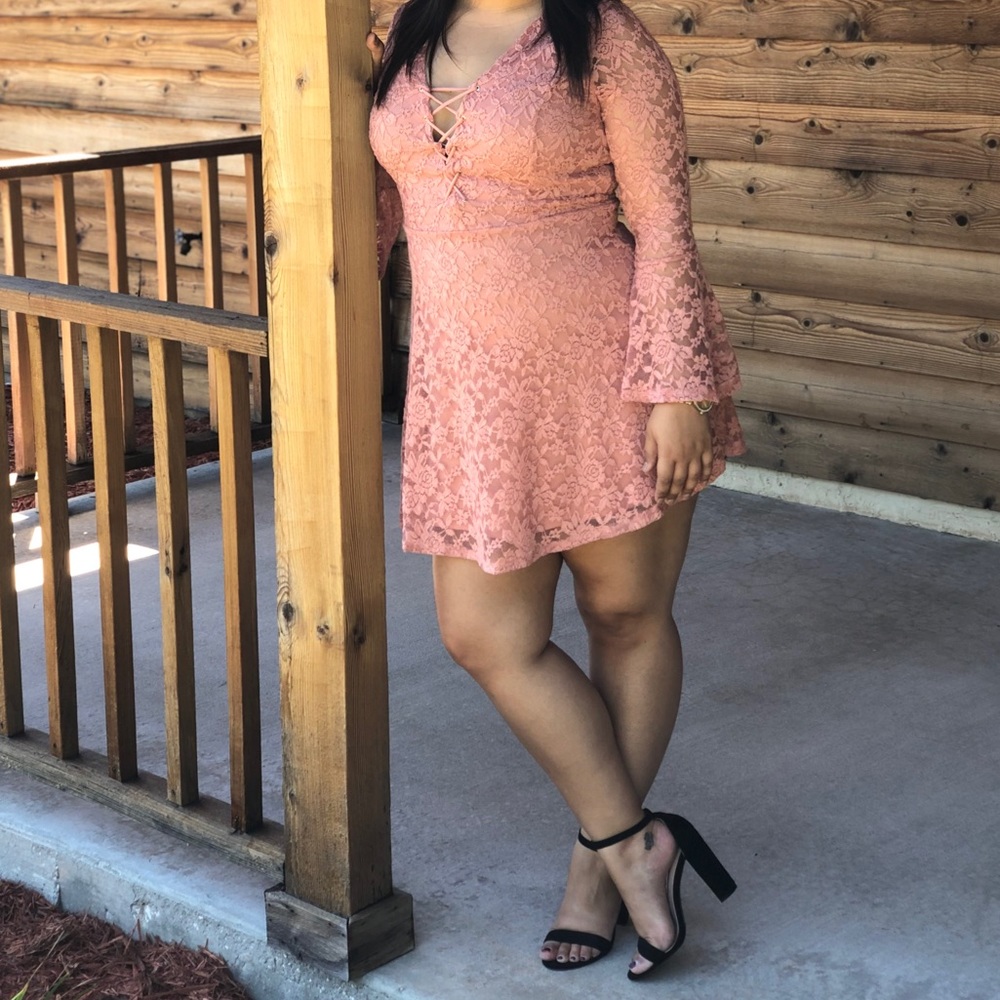 Blush Pink Bell sleeve Dress